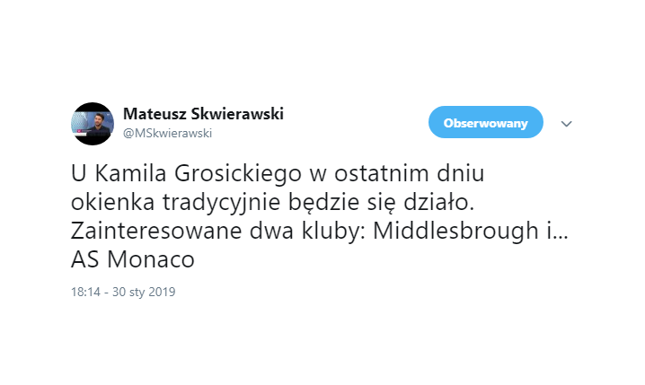 DWA kluby zainteresowane Grosickim